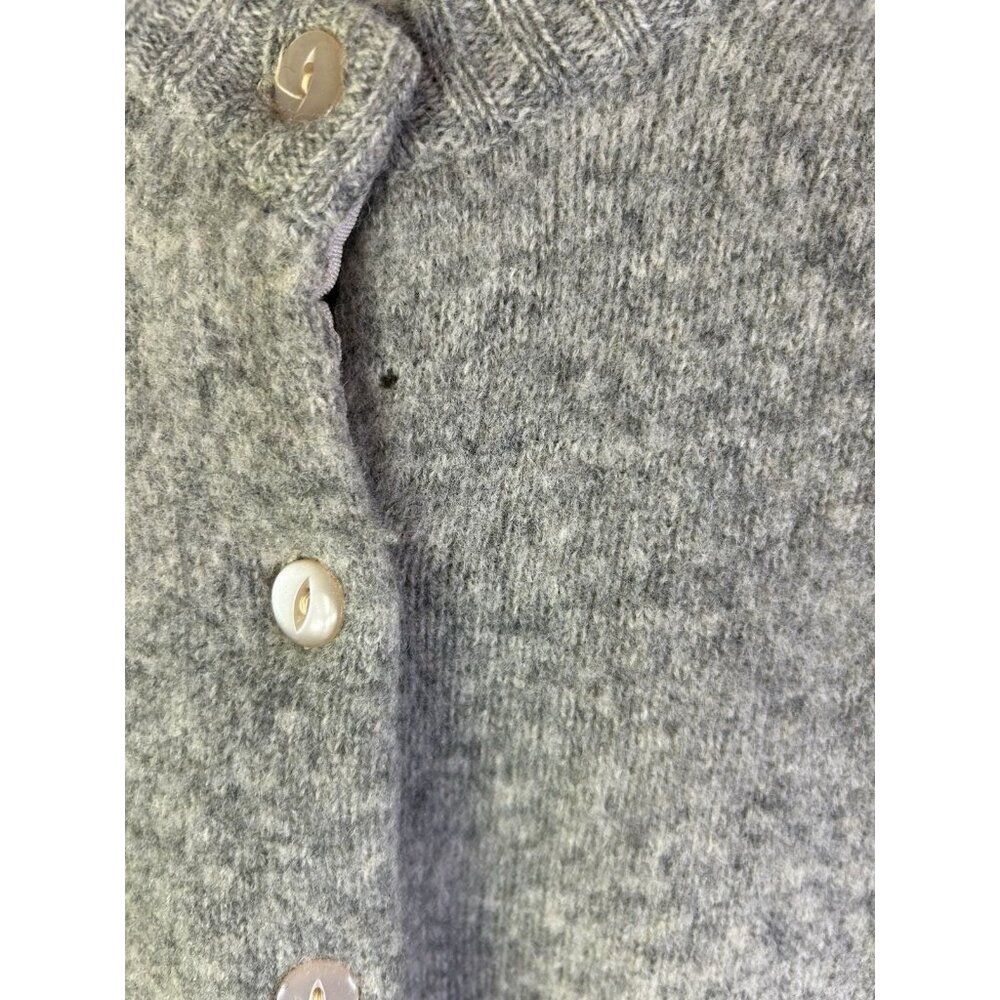 Vintage 60s Rockabilly Virgin Wool Cardigan Sweater Blank Gray - Picture 4 of 11